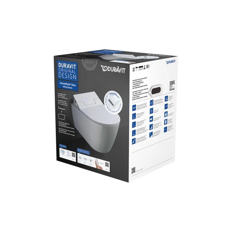 Duravit Sensowash Slim WC szett Me By Stark Rimless fali wc, mélyöblítésű, Slim Sensowash ülőkével