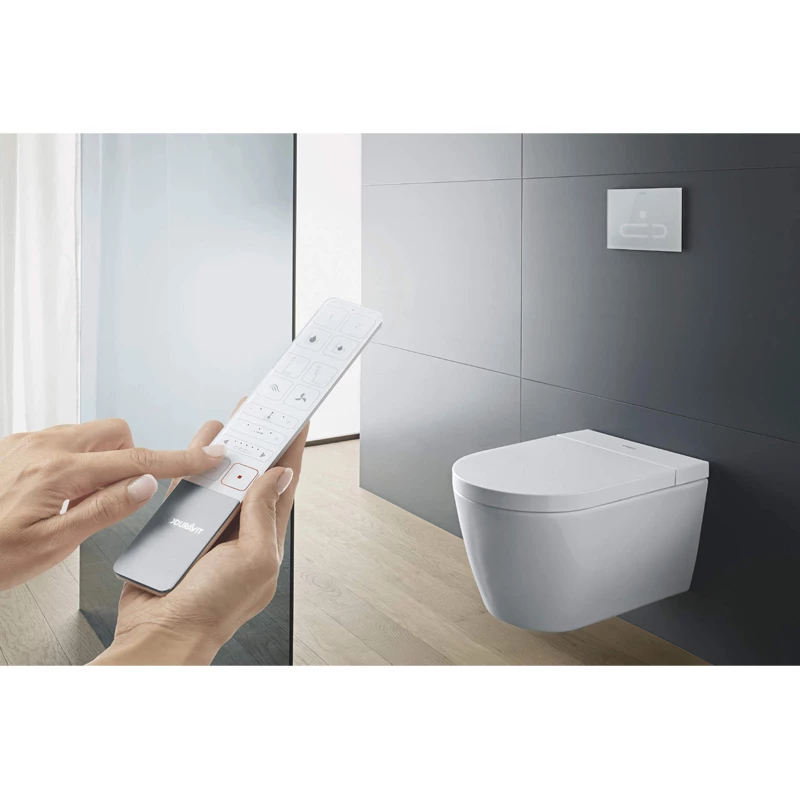 Duravit Sensowash Starck f Plus Compact bidéfunkciós wc, Rimless, mélyöblítésű, 575*378*398mm fehér HygieneGlaze bevonat
