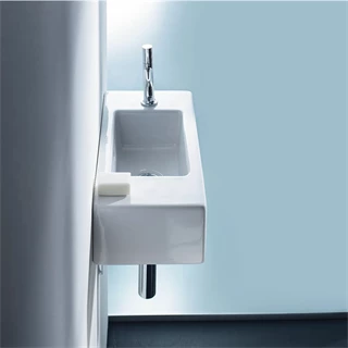 Duravit Vero kézmosó 50x25 cm, bútorral aláépíthető, túlfolyóval, 1 csaplyuk bal oldalon, alul mázas, fehér