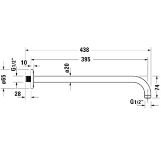 Duravit fali zuhanykar, 410mm benyúlás, króm felület