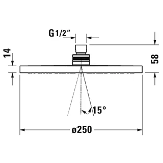 Duravit fejzuhany, átmérő: 250mm matt-fekete