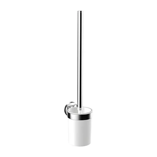Emco Round fali wc kefe tartó szett, fehér műanyag kefe tárolóval 413/50*100mm, króm jellegű felület, ragasztható