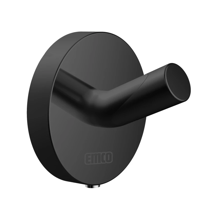 Emco Round kéztörlő akasztó 1-es 50*40mm, matt fekete felület, ragasztható