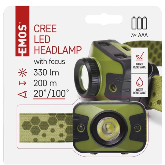 Emos fejlámpa Cree Led + piros Led A -P3539