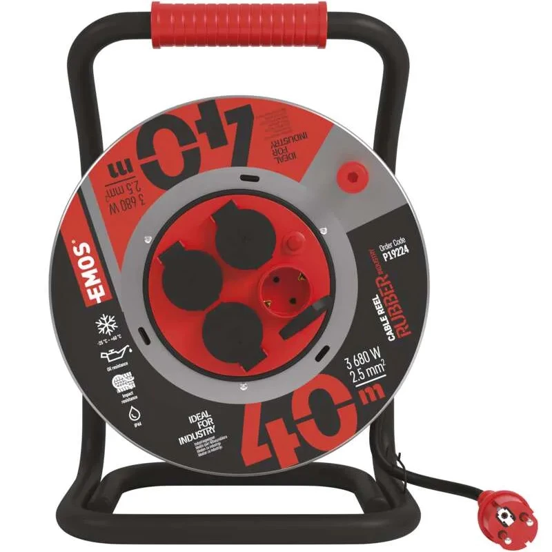 Emos fém kábeldob 4alj 40m 2,5mm -P19224