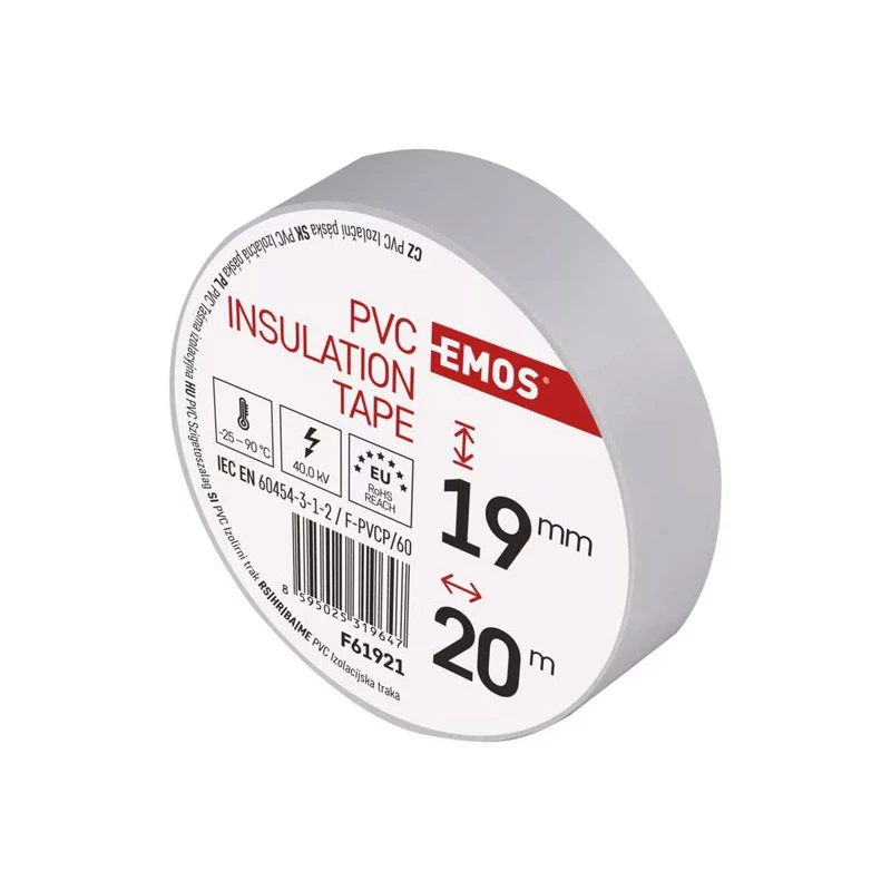 Emos szigetelőszalag PVC 19mm 20fm fehér F61921