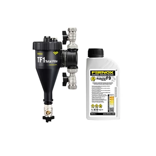 Fernox Total Filter TF1 3/4" mágneses iszapleválasztó + F9 Filter Fluid