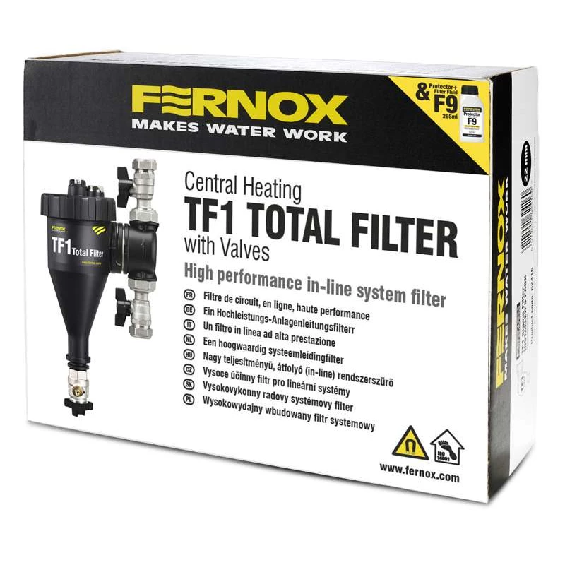 Fernox Total Filter TF1 3/4" - rendszerbe építhető kombinált szűrő + F9 Filter Fluid