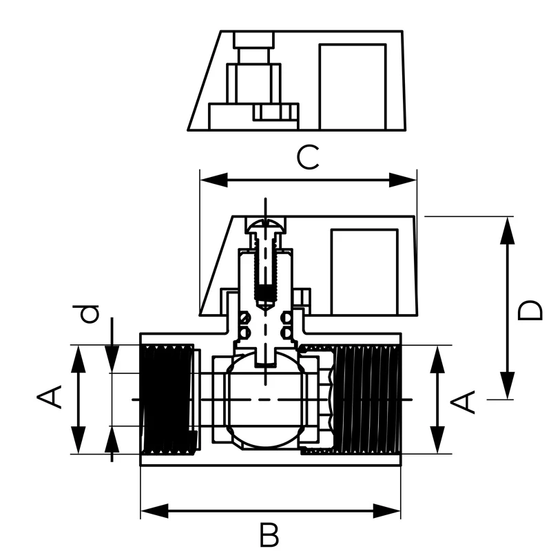 Ferro Mini golyóscsap, KB, 1/2", F-Comfort