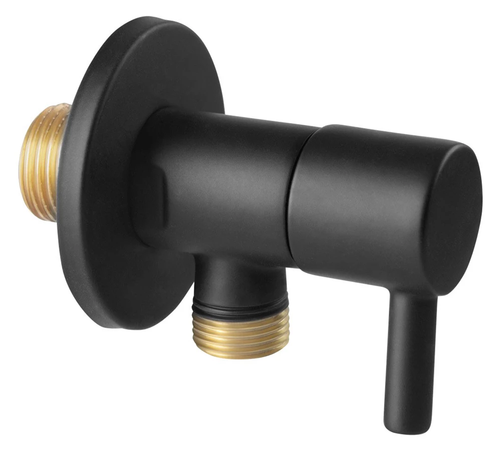 Ferro Rotondo sarokszelep kerámiabetéttel és rozettával, fekete, G1/2" x G3/8"