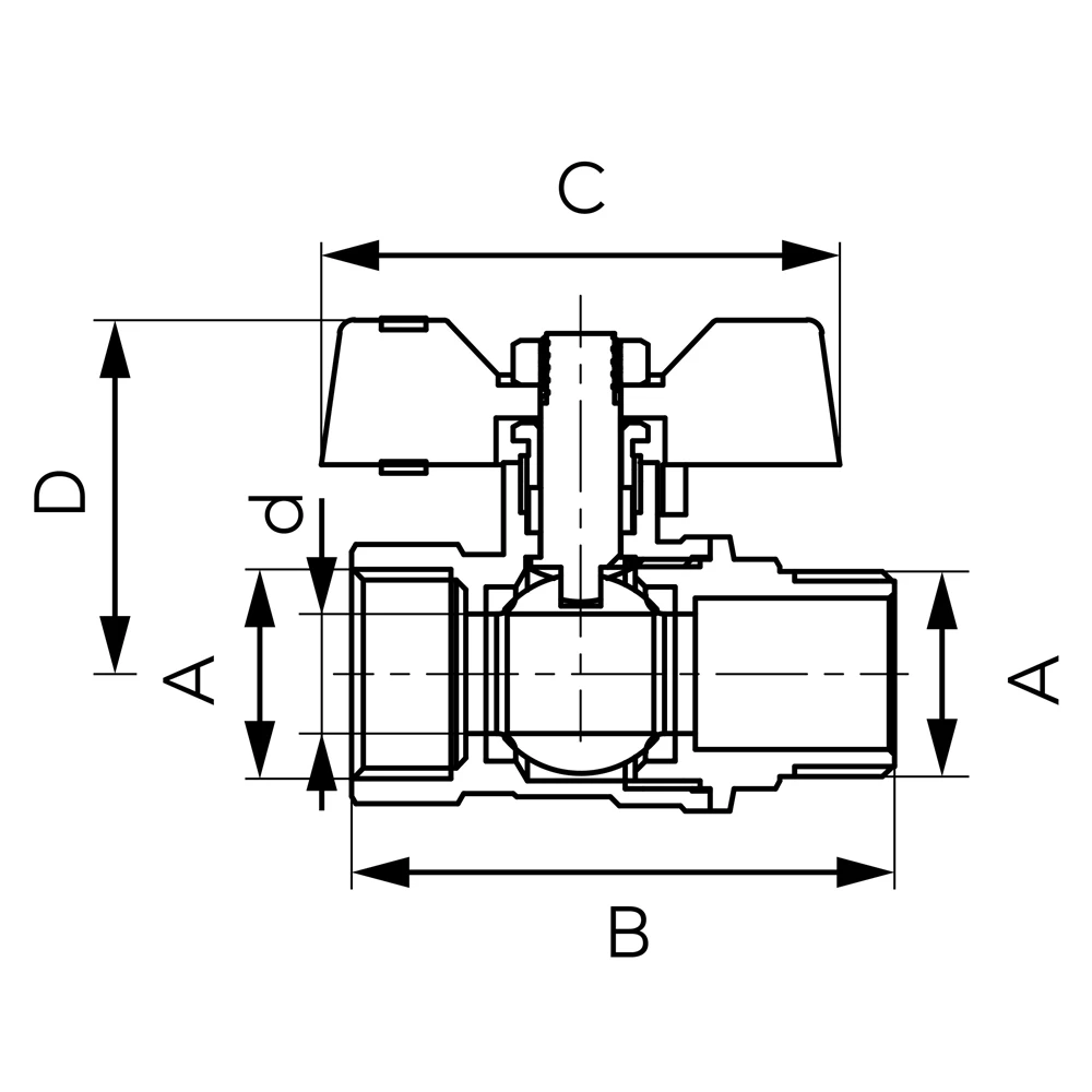 Ferro golyóscsap 1/2" KB-fix, pillangó karral, 20 bar