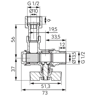Ferro golyóscsap 1/2" , sarok