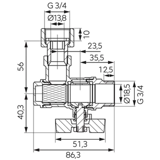 Ferro golyóscsap 3/4" , sarok