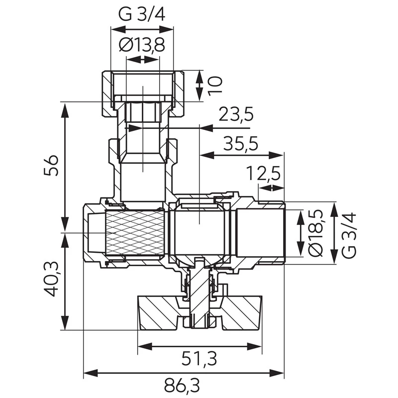 Ferro golyóscsap 3/4" , sarok