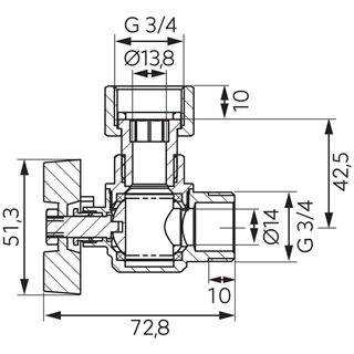 Ferro golyóscsap 3/4" , sarok   KB félhollanderes