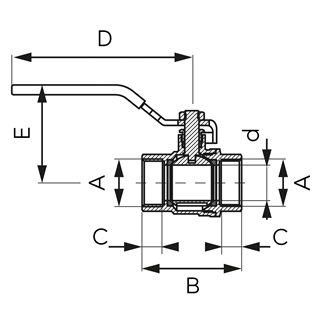 Ferro golyóscsap 3/8" BB, lapátkaros, 25 bar