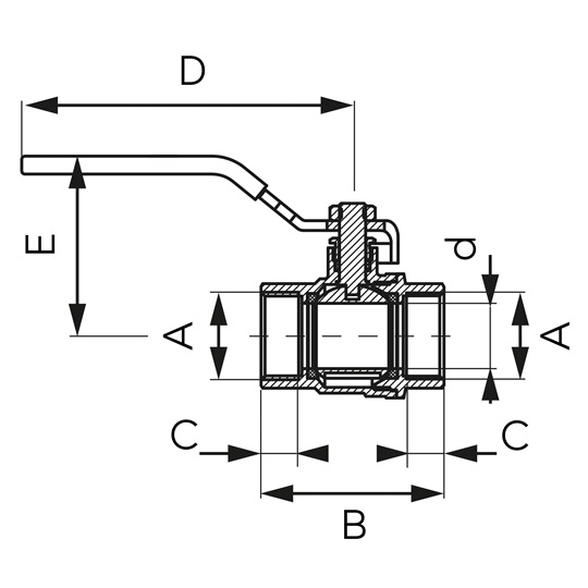 Ferro golyóscsap 3/8" BB, lapátkaros, 25 bar