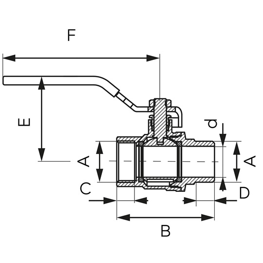 Ferro golyóscsap 3/8" KB-fix, lapátkaros, 25 bar