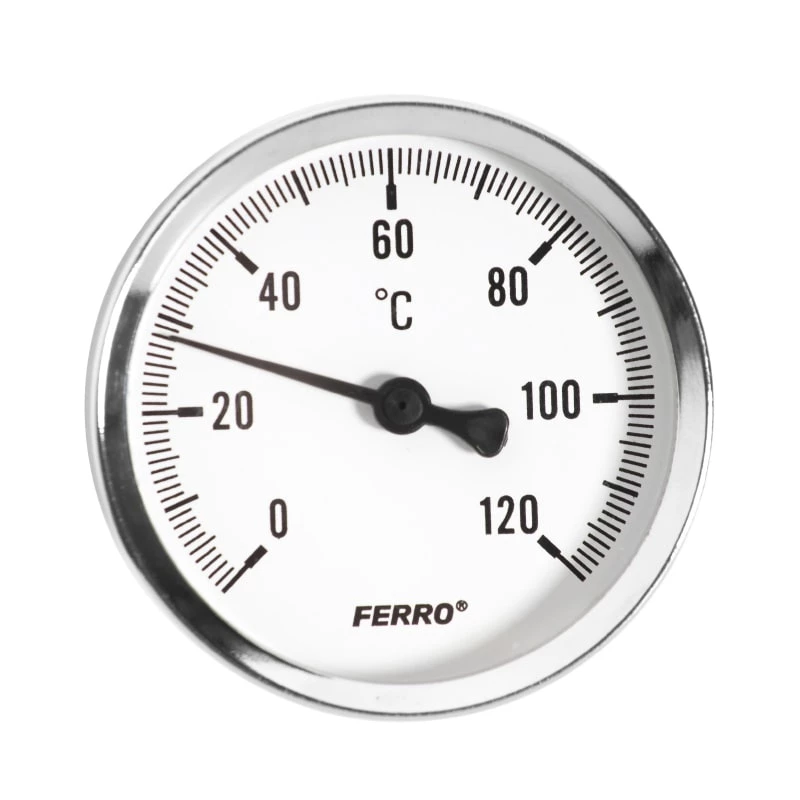 Ferro hőmérő  63mm hátsós 1/2" 0-120°