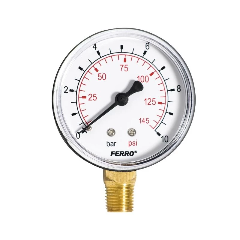 Ferro manométer 63 mm 10 bar alsó csatlakozás 1/4"