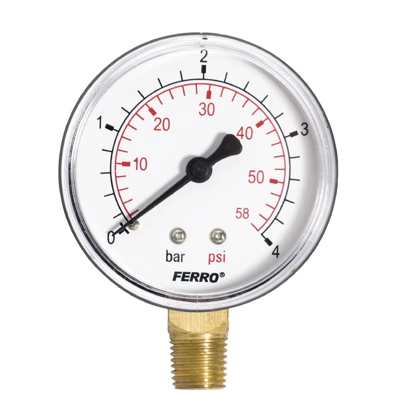 Ferro manométer 63 mm  4 bar alsó csatakozású 1/4"