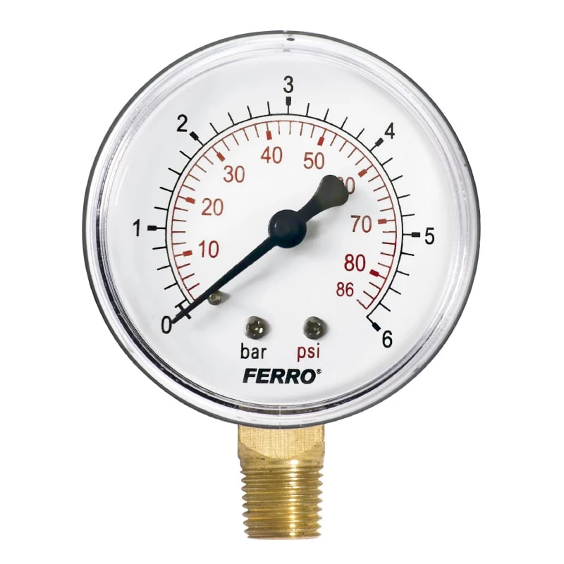 Ferro manométer 63 mm  6 bar alsó csatlakozás 1/4"