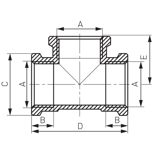 Ferro sárgaréz T-idom  egál  1/2"   
