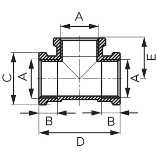 Ferro sárgaréz T-idom  egál  3/8"