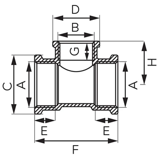 Ferro sárgaréz T-idom  szűkített  3/4"-1/2"-3/4"  