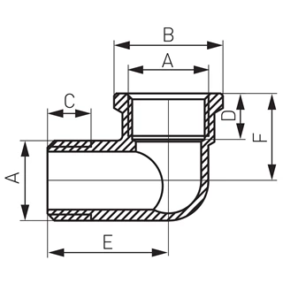 Ferro sárgaréz könyök  5/4" KB