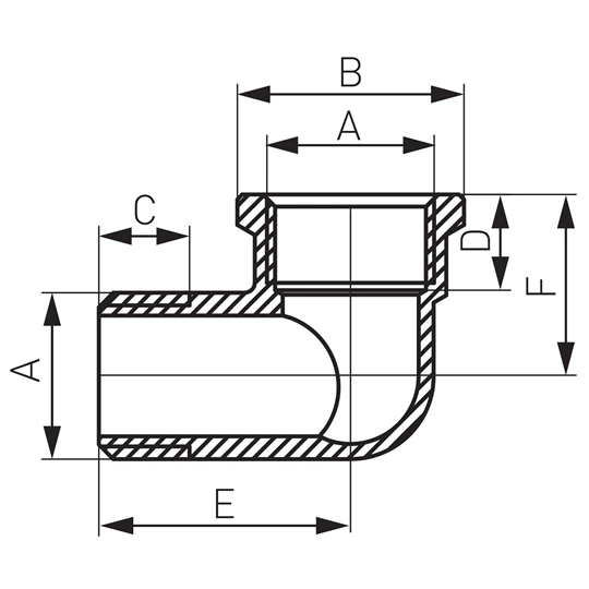Ferro sárgaréz könyök  5/4" KB