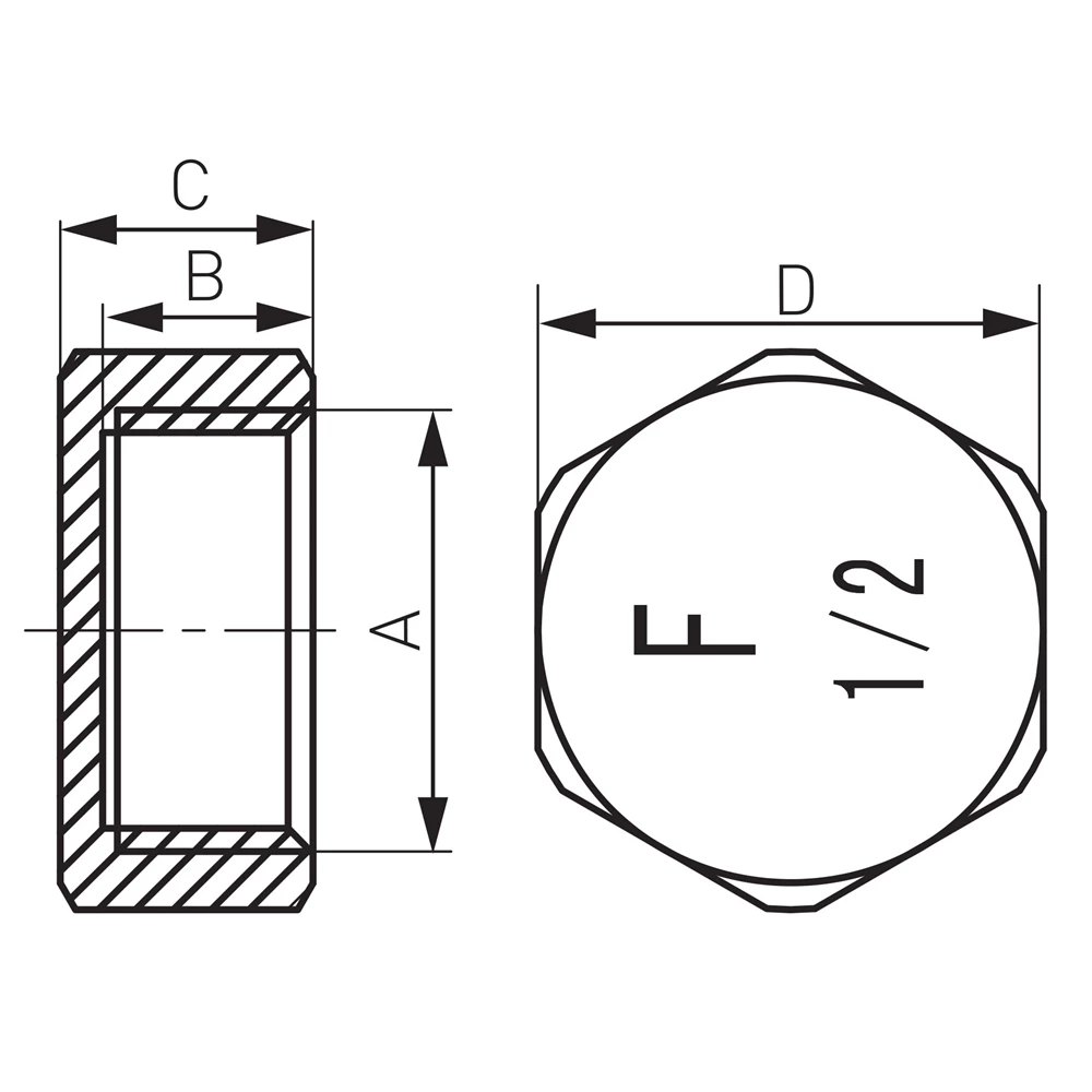 Sárgaréz kupak, 6/4", Ferro