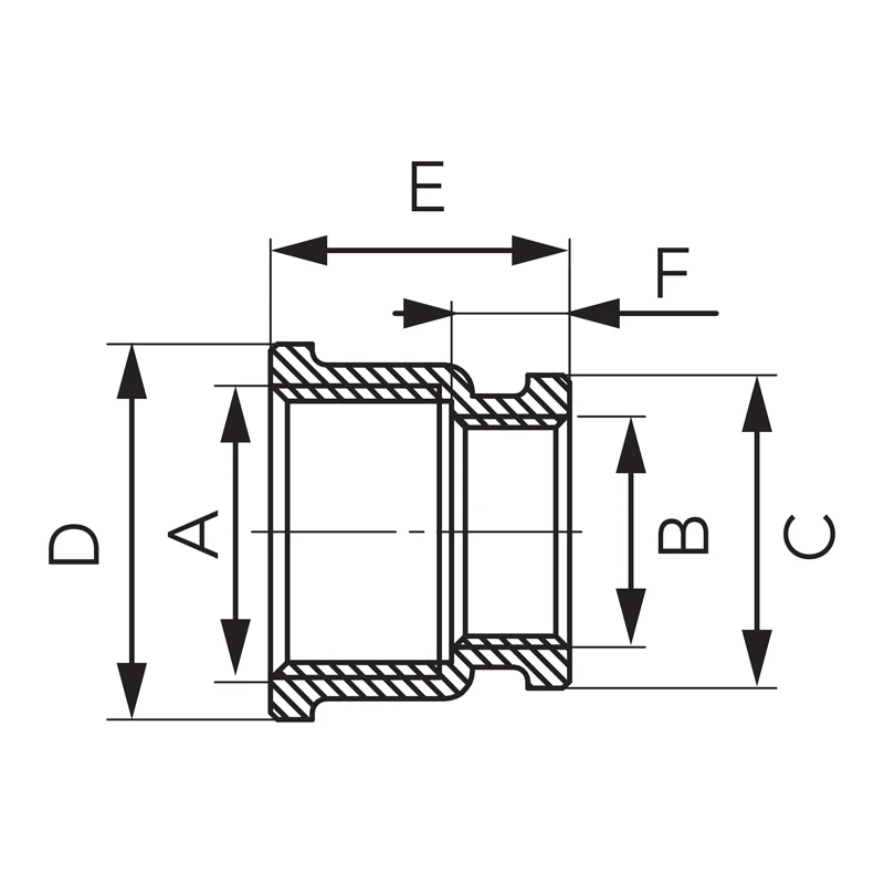 Sárgaréz szűkítő karmantyú, BB, 1/2" - 3/8", Ferro