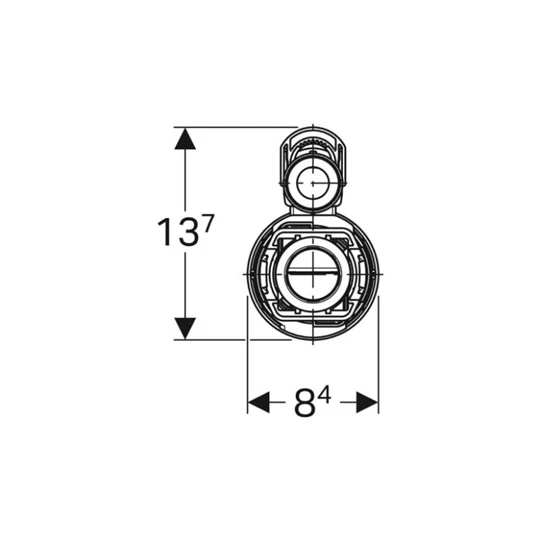 Geberit 290-380 típusú öblítő és töltőszelep, 2 menny. öblítés, oldalsó vízcsatl., 3/8", sr. csatl.csonk: fényes króm