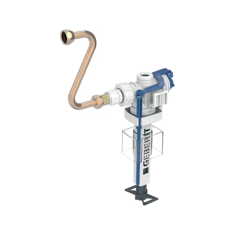 Geberit 383-as típusú töltőszelep, falsík alatti öblítőtartályohoz, 3/8" sárgaréz csatlakozócsonk, réz Z-csatlakozóval