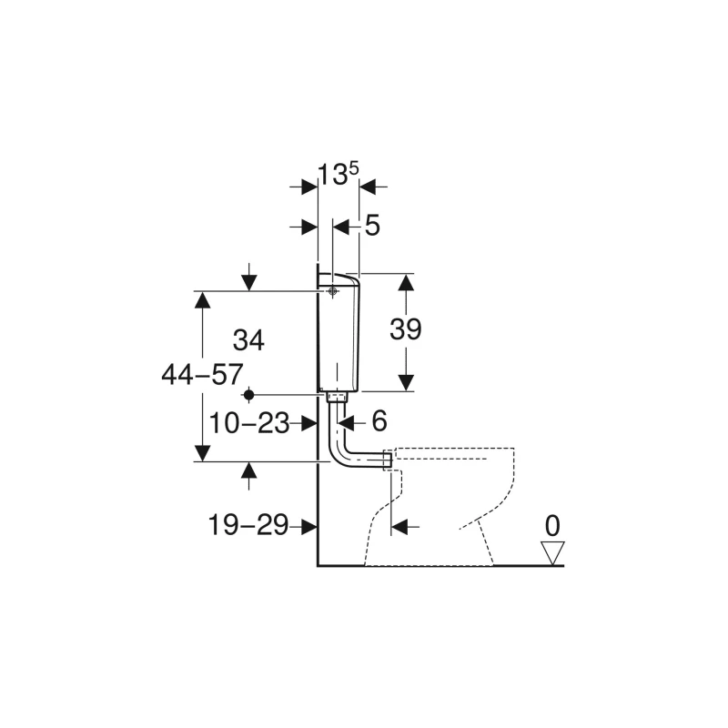 Geberit AP110 falon kívüli WC tartály, öblítés-stop funkciós öblítés: Alpin fehér