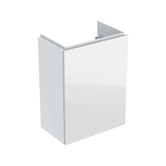 Geberit Acanto alsó szekrény kézmosóhoz, egy ajtóval, szifonnal, 39,5x 53,5x24,5 cm, fényes fehér/üveg