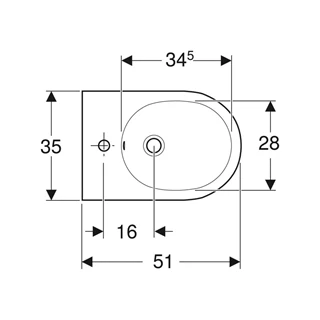 Geberit Acanto fali bidé, zárt forma, 35 cm x 29 cm x 51 cm, túlfolyó látható