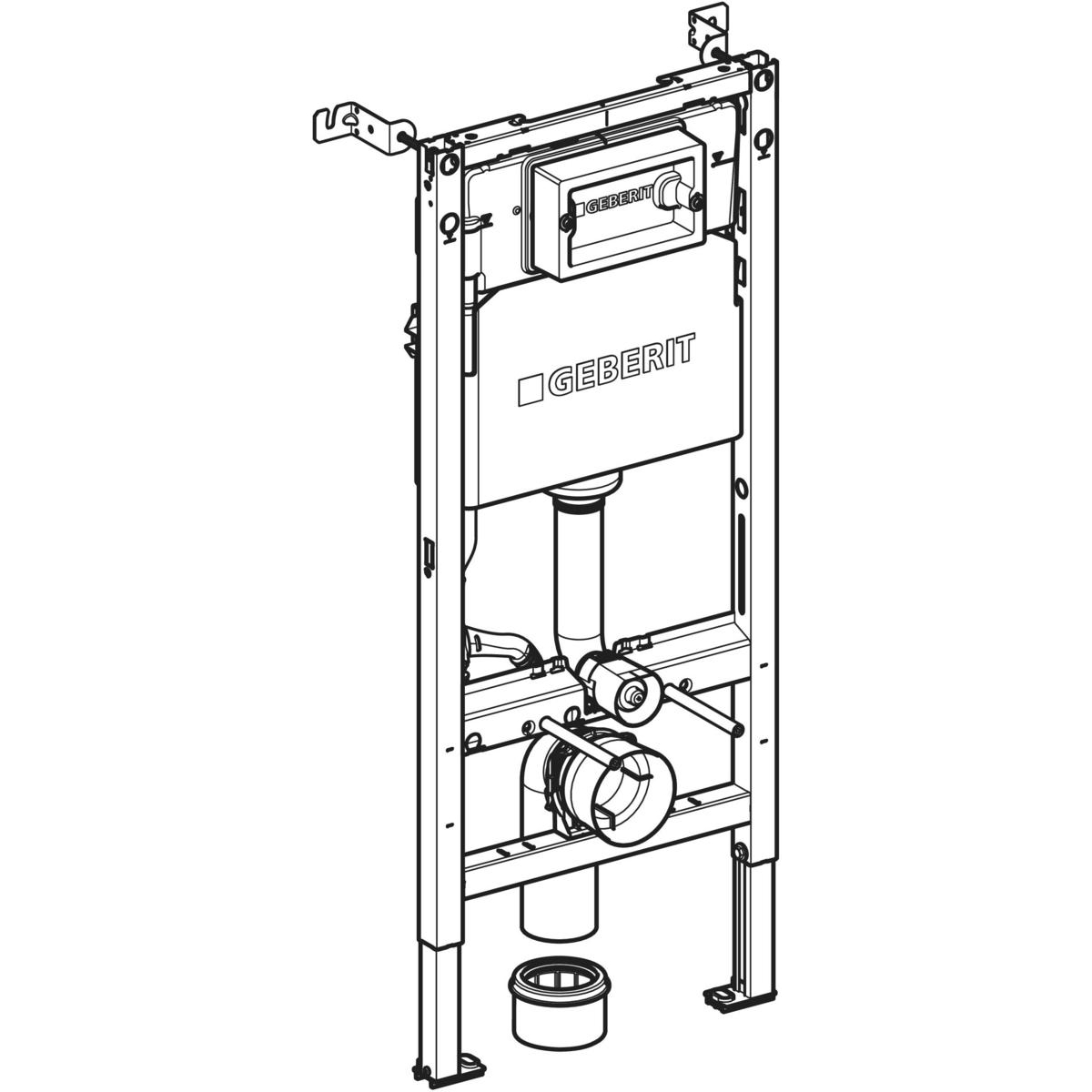 Geberit DuofixBasic fali WC-szerelőelem, 112 cm, Delta 12 cm-es falsík alatti öblítőtartállyal,fals.előtti szerelőkészl.