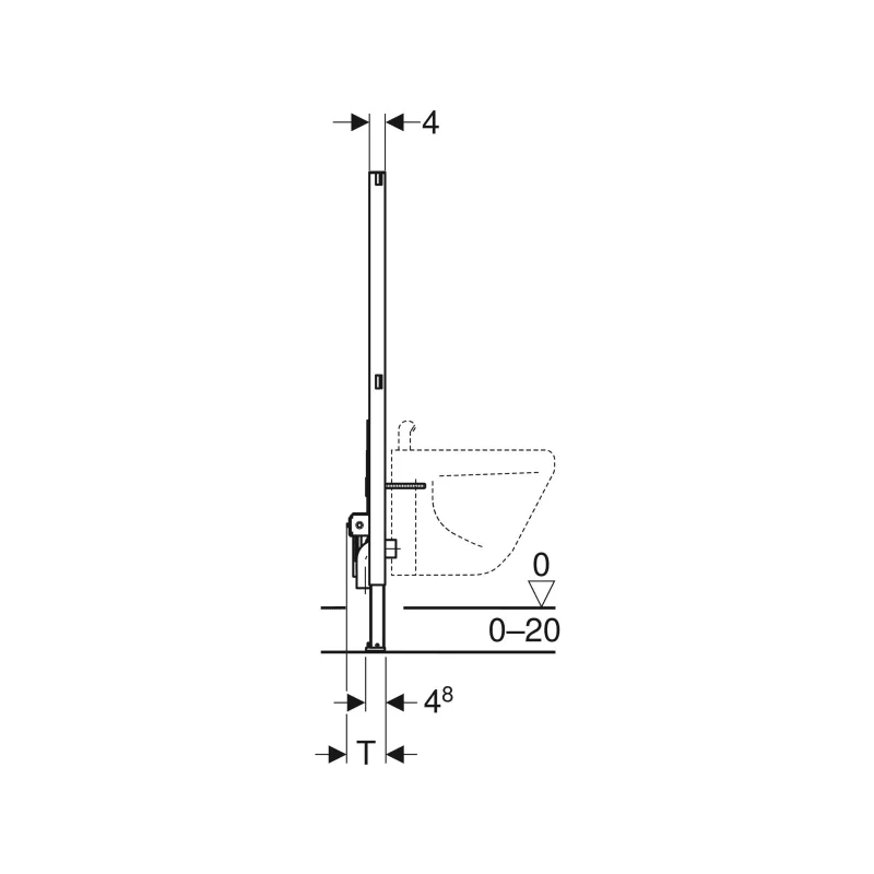 Geberit Duofix bidé szerelőelem, 112 cm, univerzális, 50x10cm