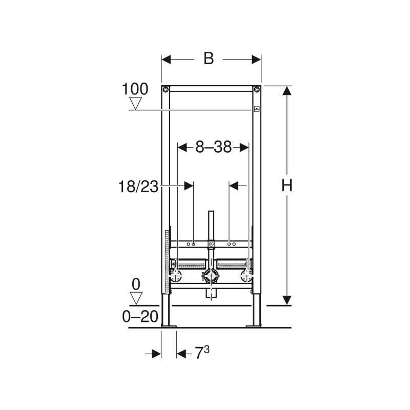 Geberit Duofix bidé szerelőelem, 112 cm, univerzális, 50x10cm