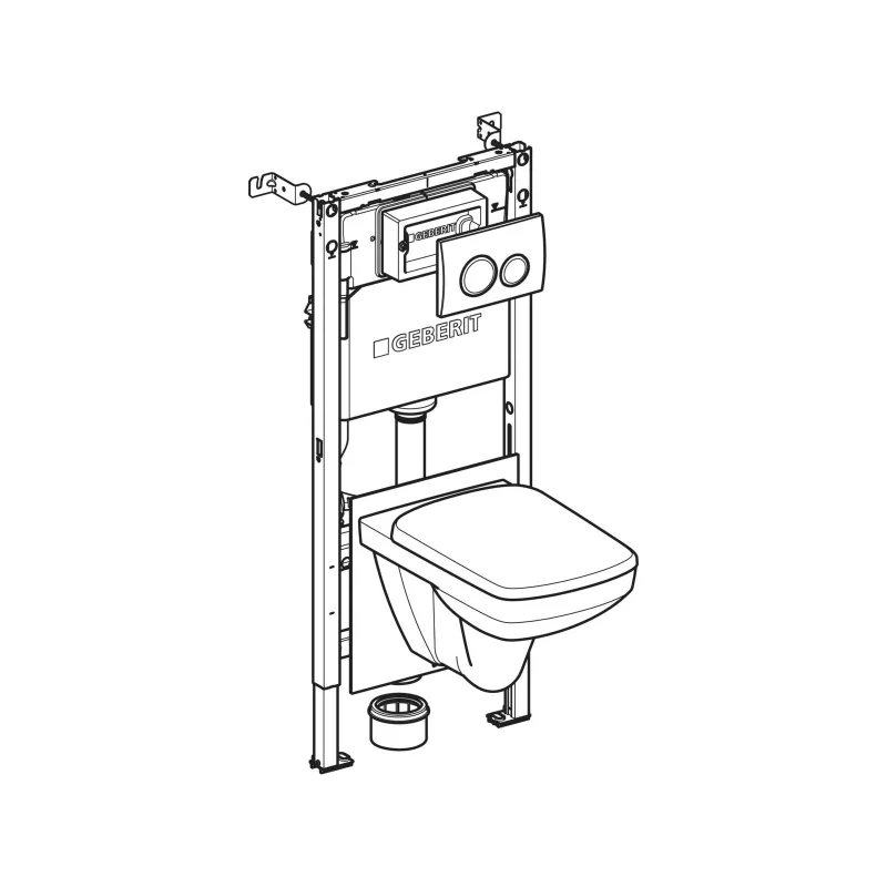 Geberit Duofix fali WC-szerelőelem készlet, 112 cm, 12 cm-es Delta falsík alatti öblítőtartállyal, Delta20 működtetőlap