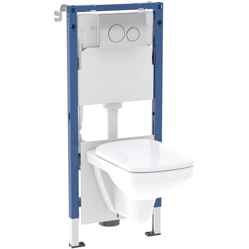 Geberit Duofix fali WC-szerelőelem készlet, 112 cm, 12 cm-es Delta falsík alatti öblítőtartállyal, Delta20 működtetőlap
