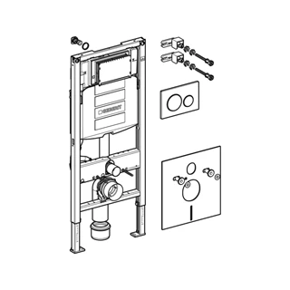 Geberit Duofix fali WC szerelőelem, 112 cm, Sigma 12 cm-es falsík alatti WC tartály, Sigma20 fehér/króm nyomólappa