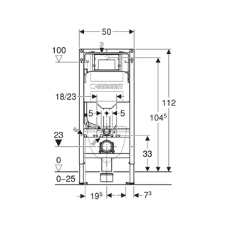 Geberit Duofix fali WC szerelőelem, 112 cm, Sigma 12 cm-es falsík alatti öblítőtartállyal, Sigma20 fehér/króm nyomólap