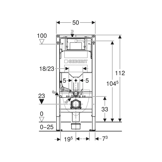 Geberit Duofix fali WC szerelőelem, 112 cm, Sigma 12 cm-es falsík alatti öblítőtartállyal, Sigma20 fehér/króm nyomólap