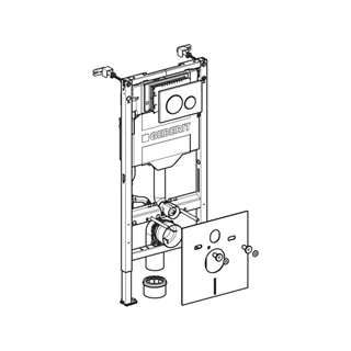 Geberit Duofix fali WC szerelőelem, 112 cm, Sigma 12 cm-es falsík alatti öblítőtartállyal, Sigma20 fehér/króm nyomólap
