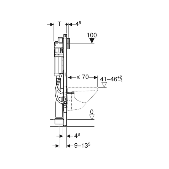 Geberit Duofix fali WC szerelőelem, 112 cm, Sigma 12 cm-es falsík alatti WC tartály, akadálymentes, kapaszkodókhoz