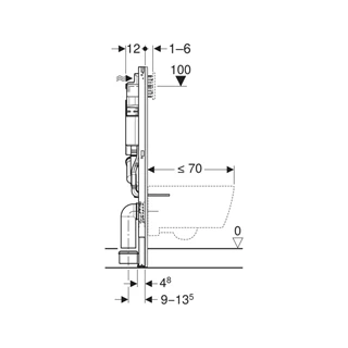 Geberit Duofix fali WC szerelőelem, 112 cm, Sigma 12 cm-es falsík alatti öblítőtartállyal,csatl.csonkkal szagelszíváshoz