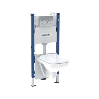 Geberit Duofix fali WC szerelőelem készlet,112 cm, Delta öblítőtartállyal:Delta20 működtetőlap, Selnova Square Rimfree
